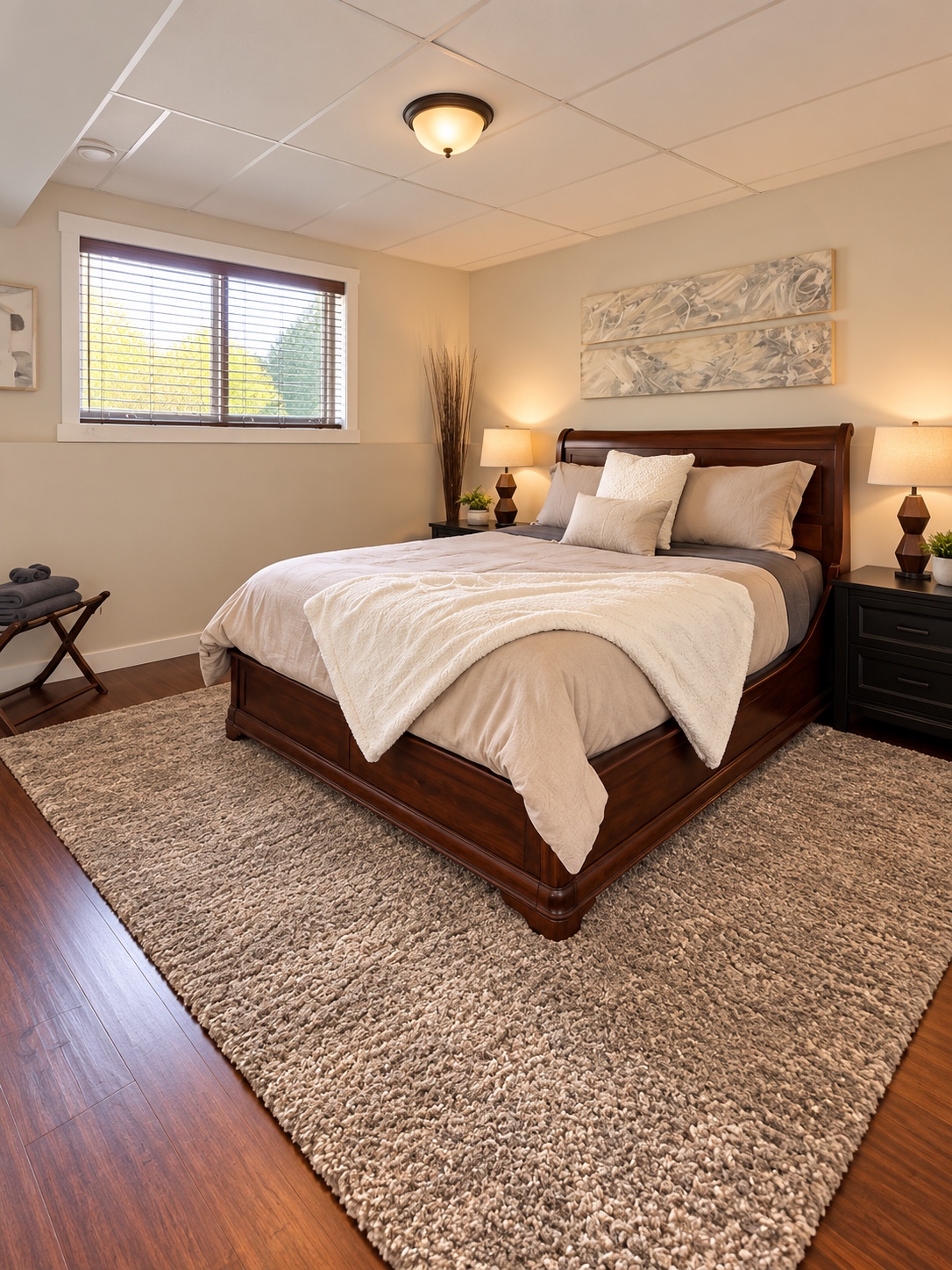 Bedroom one with in-suite laundry