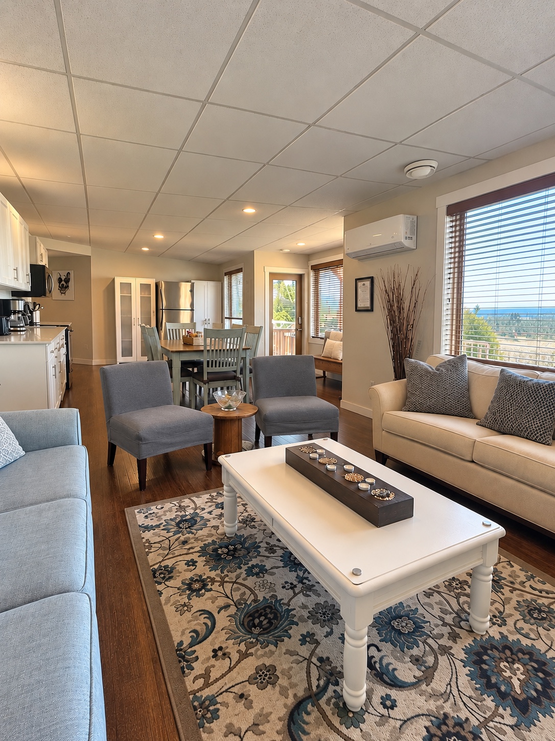 Open concept living and dining area