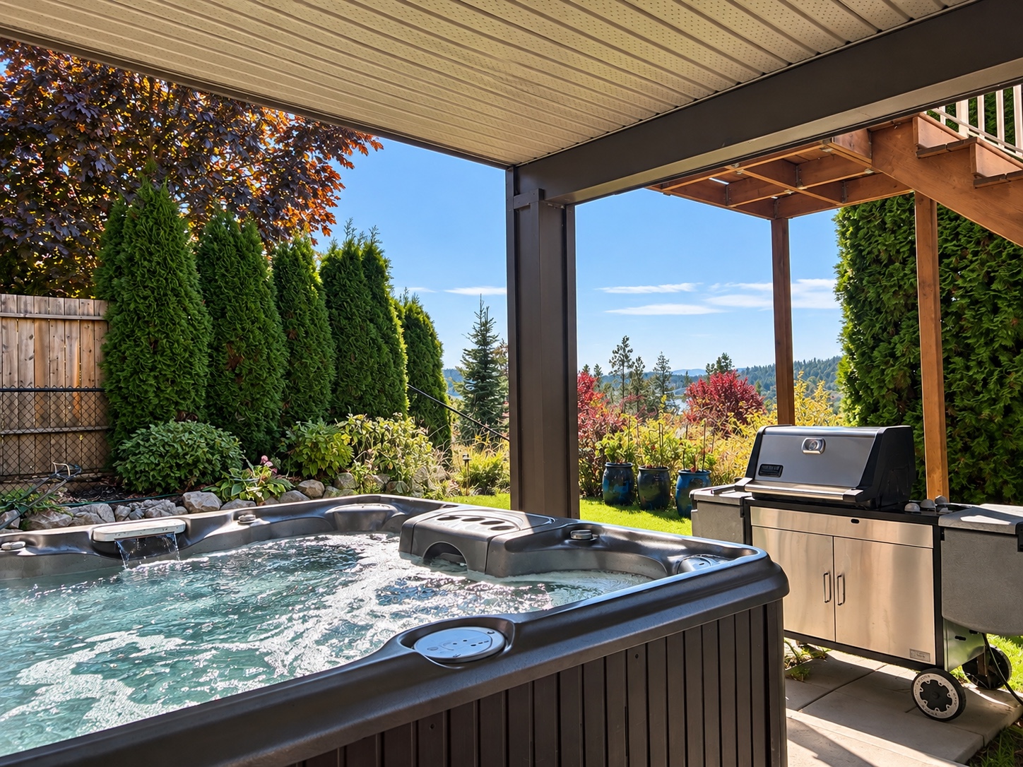 Private hot tub and barbecue
